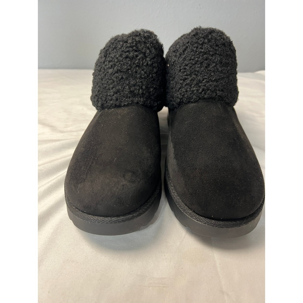 Makalu California Womens Black Faux Suede Shearling Trim‎ Ankle Boots Size 11
